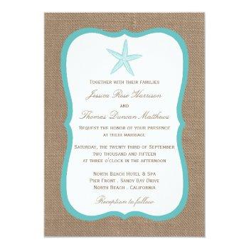 Small Turquoise Starfish Burlap Beach Wedding Collection Front View