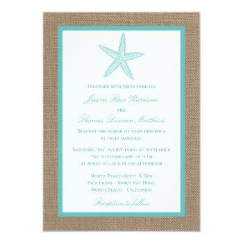 Small Turquoise Starfish Burlap Beach Wedding Collection Front View