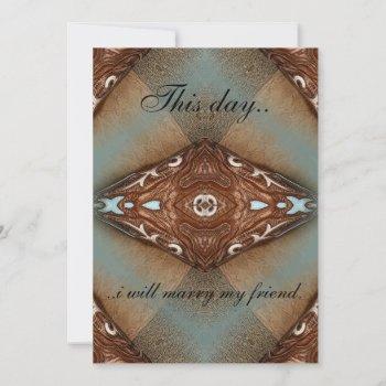 turquoise western motif wedding invitation