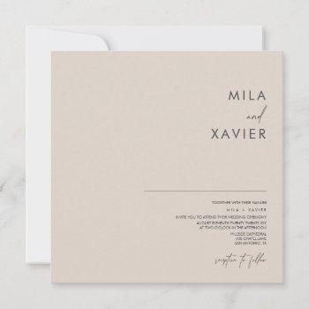 tuscan beige | modern minimal wedding square invitation