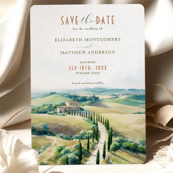 Small Tuscan Elegance Save The Date Italian Countryside Front View