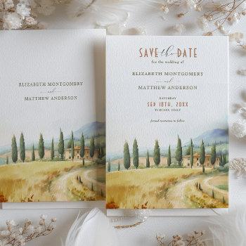 Small Tuscan Serenity Save The Date Italian Countryside Front View