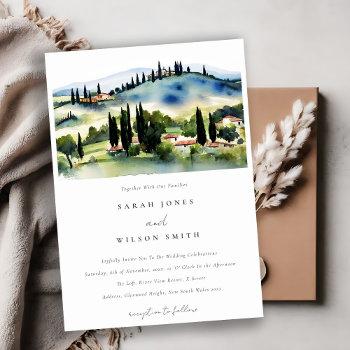 Small Tuscany Italy Watercolor Landscape Wedding Front View