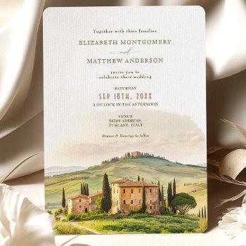 tuscany watercolor italy destination wedding invitation