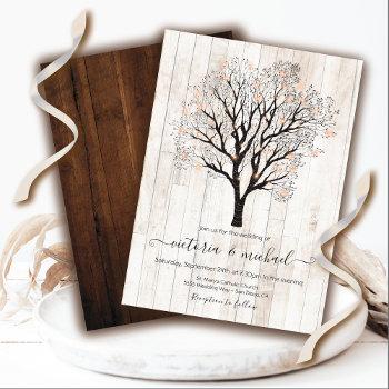 twinkle lights tree with rustic wood wedding invitation