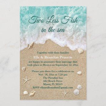two less fish in the sea post wedding invitation