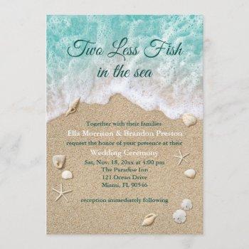 two less fish in the sea wedding invitation