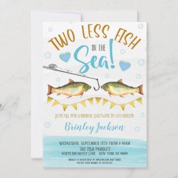 two less fish in the sea wedding shower invitation