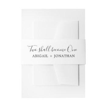 two shall become one bible verse christian wedding invitation belly band