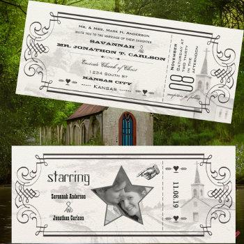 typography quote chapel ticket wedding invitations