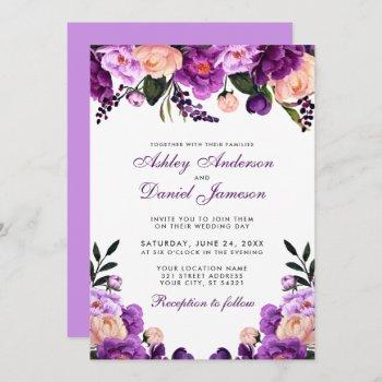 ultra violet purple floral | wedding invitation v