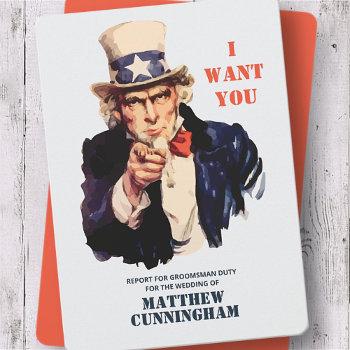 Small Uncle Sam Wants You For Groomsman Duty Front View