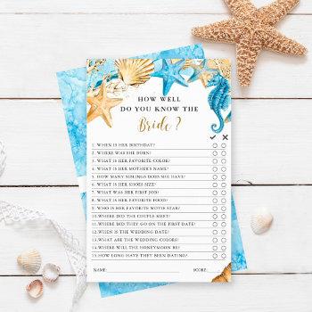 Small Under The Sea Blue & Gold Baby Shower Game Front View