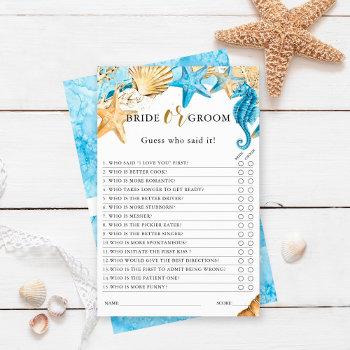 Small Under The Sea Bride Or Groom Baby Shower Game Front View