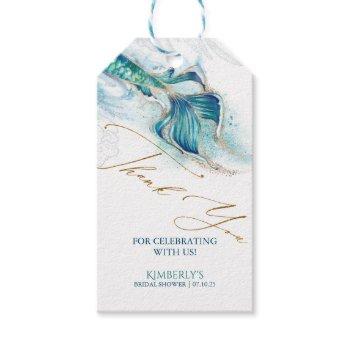 Small Under The Sea Mermaid Tail Baby Shower Gift Tags Front View