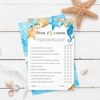 under the sea over or under bridal shower game 