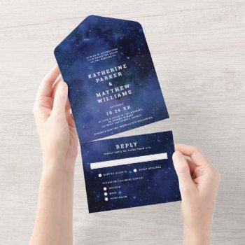 under the stars starry nighttime wedding all in one invitation