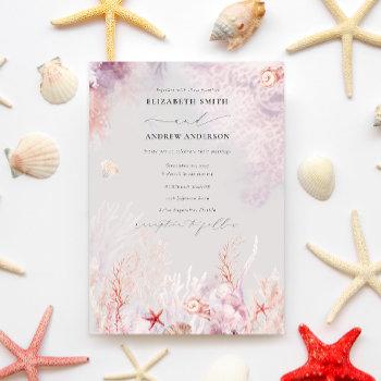 underwater seaweed | seashell watercolor wedding invitation