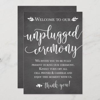 Small Unplugged Wedding Ceremony Sign Front View