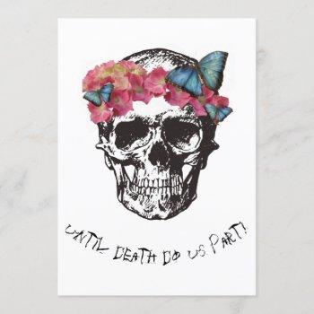 Small Until Death Do Us Part Skull Hibiscus Butterflies Front View