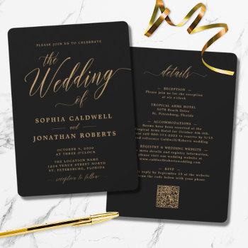 Small Updated Gold Calligraphy All In One Black Wedding Front View