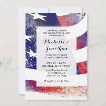 usa american flag patriotic christian wedding invitation