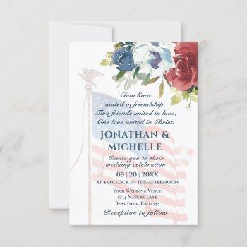 Small Usa Flag Patriotic Floral Christian Wedding Front View
