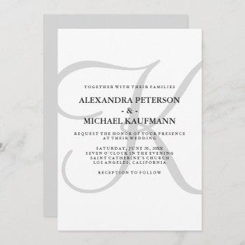 Small Vertical Modern Classic Monogram In Gray Wedding Front View