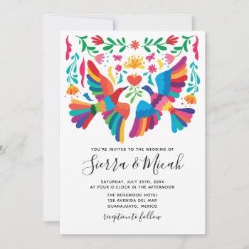 vibrant mexican inspired birds and floral invites