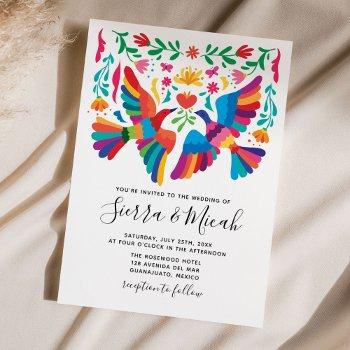 Small Vibrant Mexican Inspired Birds And Floral Invites Front View