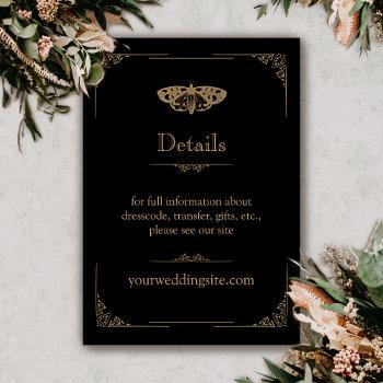 Small Victorian Moth Elegant Gothic Wedding Enclosure Card Front View