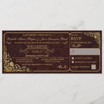 victorian wedding ticket invitation w/ rsvp