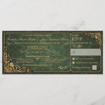 victorian wedding ticket invitation w/ rsvp