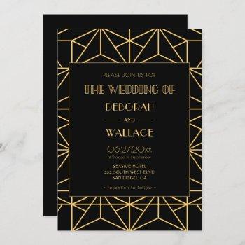vintage 1920s art deco geometric wedding invitation