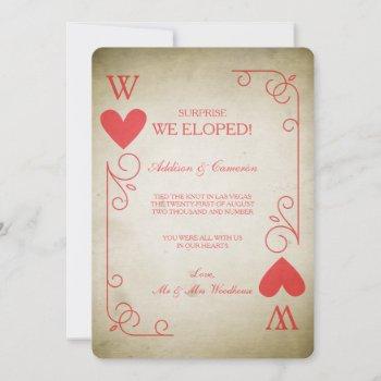 Small Vintage Ace Of Hearts Elopement Announcement Front View