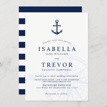 vintage anchor nautical wedding invitation