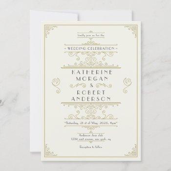 vintage art deco elegant wedding invitation
