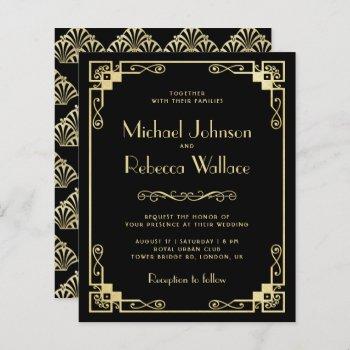 vintage art deco style budget wedding invitation