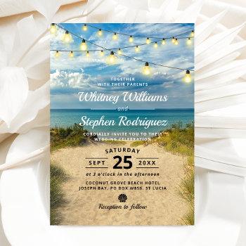 vintage beach sand dunes wedding invitation