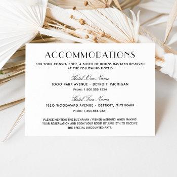 Small Vintage Black Art Deco Wedding Accommodations Enclosure Card Front View