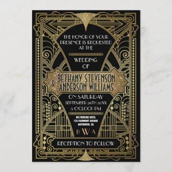 Small Vintage Black & Gold Art Deco Wedding Front View