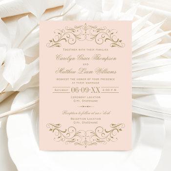 Small Vintage Blush And Antique Gold Flourish Wedding Front View