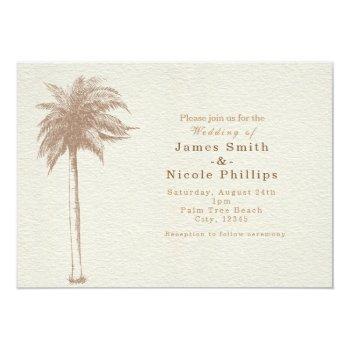 Small Vintage Brown Palm Tree Beach Wedding Front View