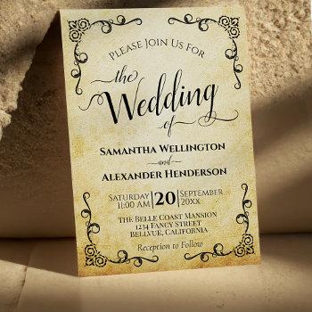 Small Vintage Calligraphy Faux Parchment Elegant Wedding Front View