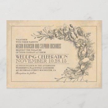 vintage chic wedding invitation antique flourishes
