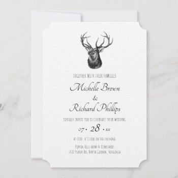 vintage deer wedding invitation