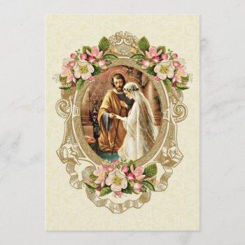 vintage elegant traditional catholic wedding invitation