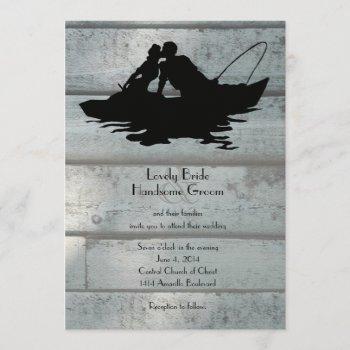vintage fishing lovers boat wedding invitation
