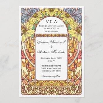 vintage floral fall wedding invitations