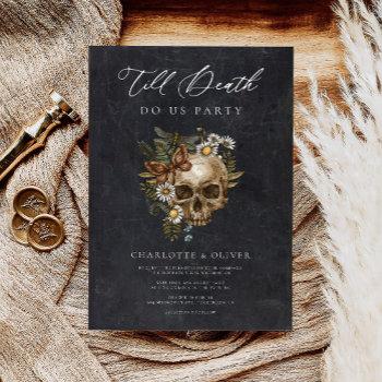 vintage floral skull & butterfly gothic wedding invitation